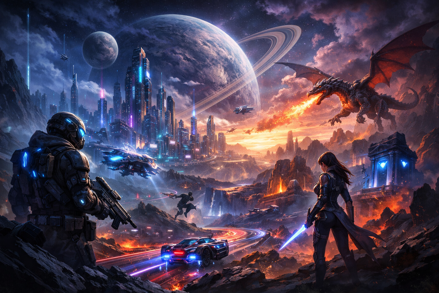 Futuristic gaming landscape